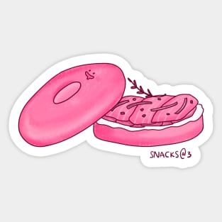 Salmon Bagel in PINK Sticker